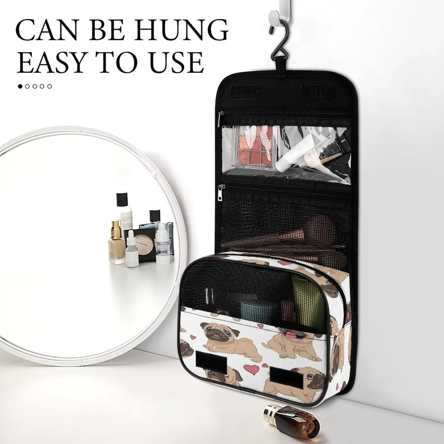 Women Hanging Toiletry Wash bag, Travel Cosmetic Storage Case Organizer