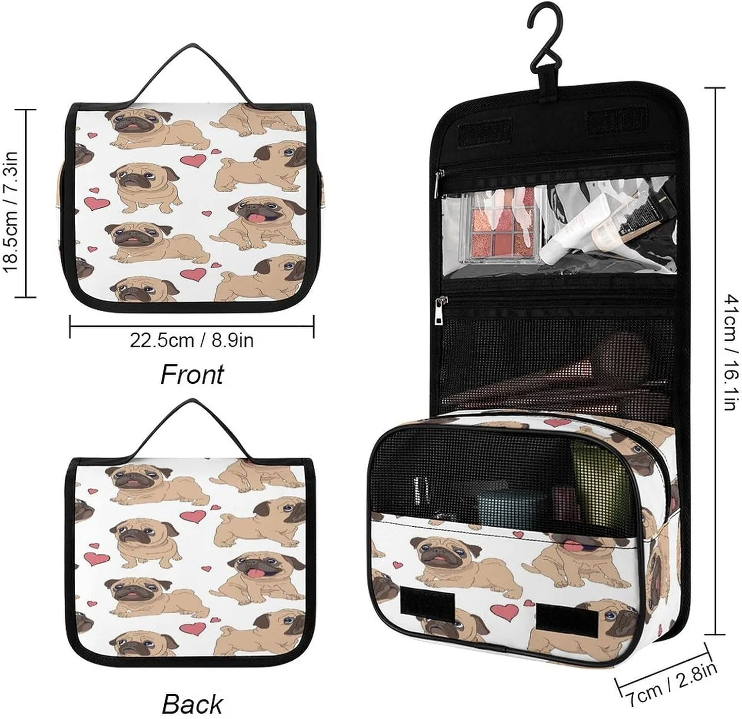 Women Hanging Toiletry Wash bag, Travel Cosmetic Storage Case Organizer