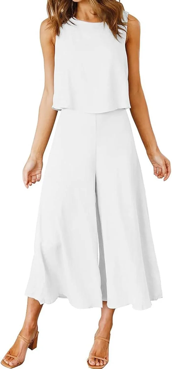 Women Linen Sets 2 Piece Outfits Summer Short Sleeve Top and Jogger Pants Sweatsuit Cute Pajama Lounge Wear