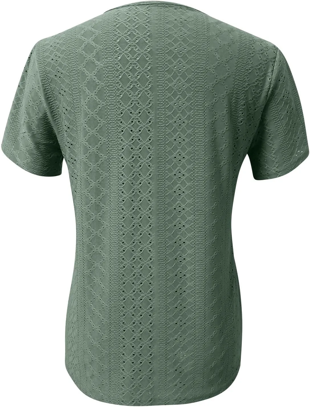 Women Petal Short Sleeve V Neck T Shirts Loose Summer Casual Solid Tops T-Shirt Tunics Eyelet Fashion Design Blouse