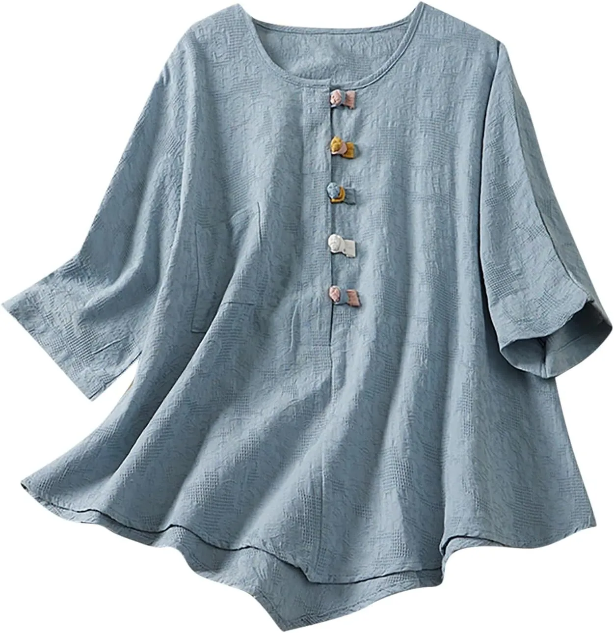 Womens 2024 Cotton Linen Tunic Tops Boho Gauze Button Down Shirt Summer Causal Blouse Loose Fit Trendy Peasant Clothes