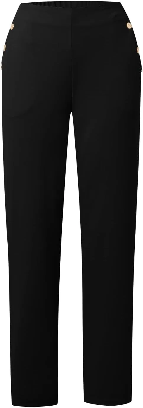 Womens Baggy Wide Leg Pants Womens Cotton Linen Palazzo Pants for Women Business Casual Outfits Office Dress