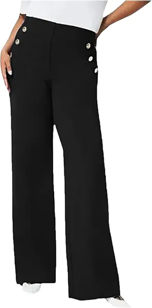 Womens Baggy Wide Leg Pants Womens Cotton Linen Palazzo Pants for Women Business Casual Outfits Office Dress