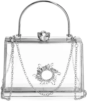 Women's Clear Purse Acrylic Clear Clutch Bag, Shoulder Handbag With Removable Chain
