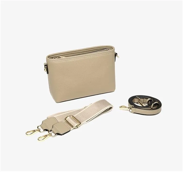 Women's Crossbody Handbag with Adjustable Strap, Beige
