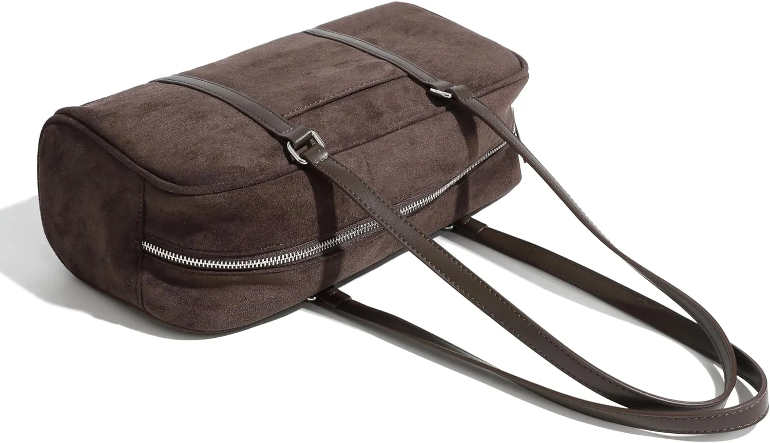 Women's Faux Suede Boston Bowler East West Le Teckel Satchel Swing Shoulder Bag