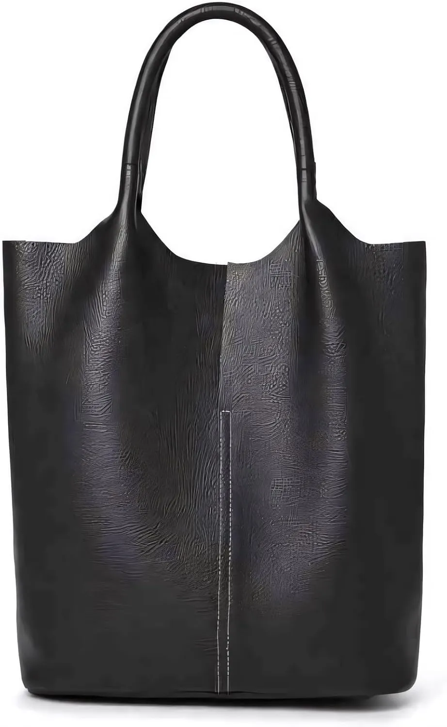 Women's Genuine Leather Tote Bag with Removable Zippered Pouch, Soft Cowhide, Stylish Everyday Shoulder Bag