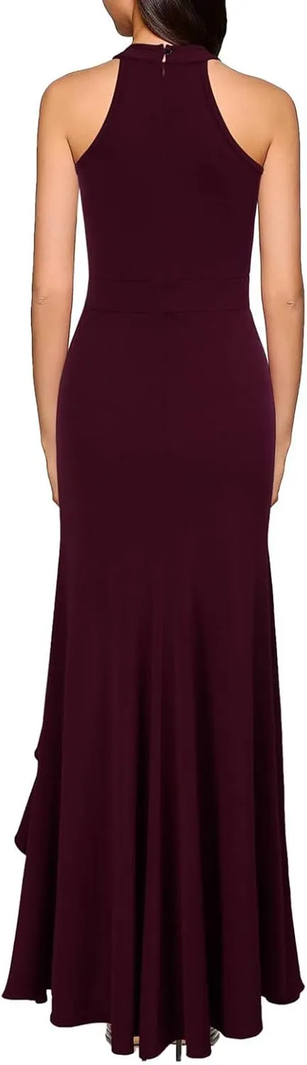 Womens High Neck Split Bodycon Mermaid Long Dress for Curvy Figures Formal Evening Cocktail Events