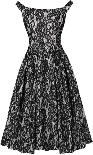 Women's Lace Cocktail Dress Sleeveless Off Shoulder Bridesmaid Swing Formal Party Dress