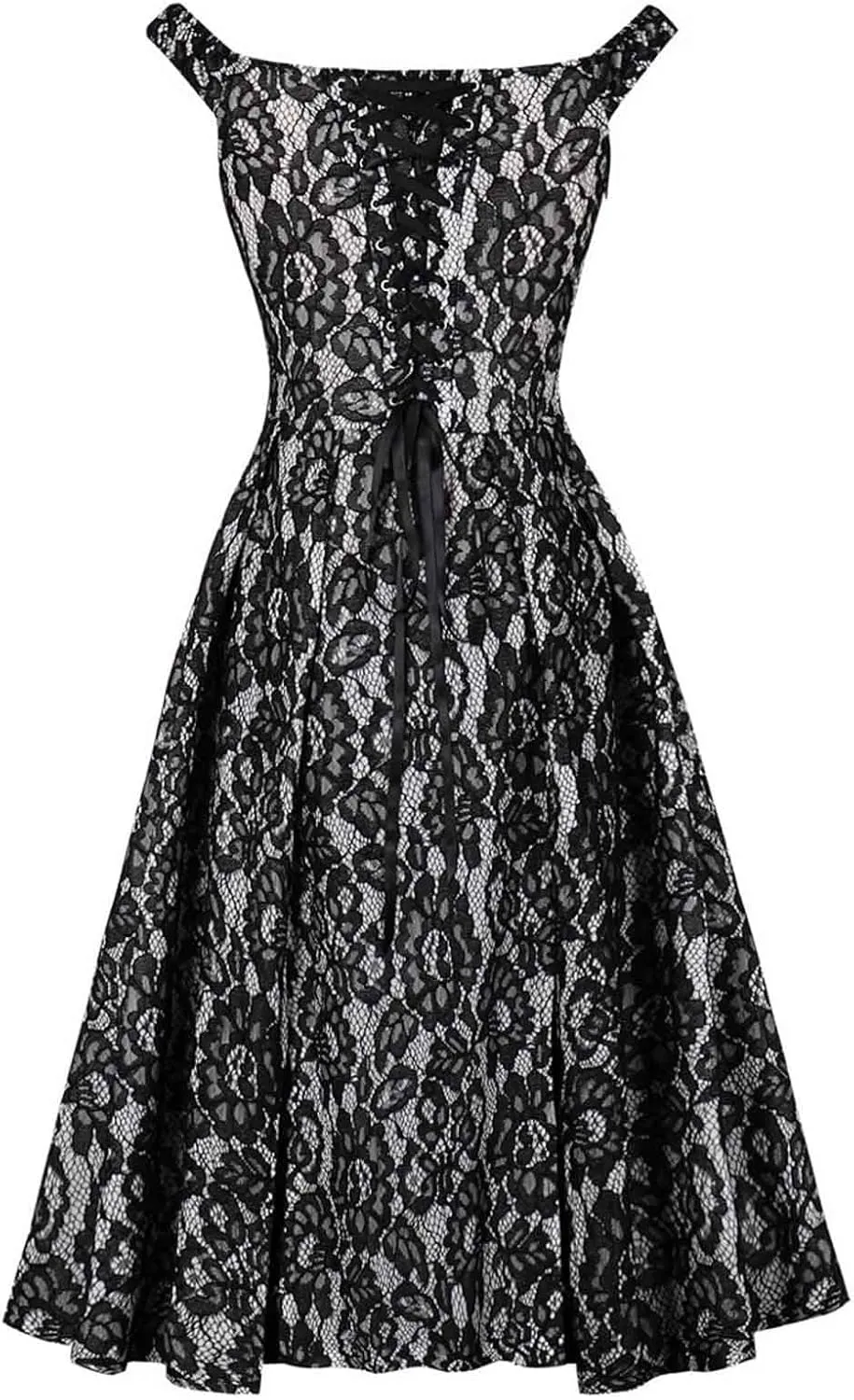 Women's Lace Cocktail Dress Sleeveless Off Shoulder Bridesmaid Swing Formal Party Dress