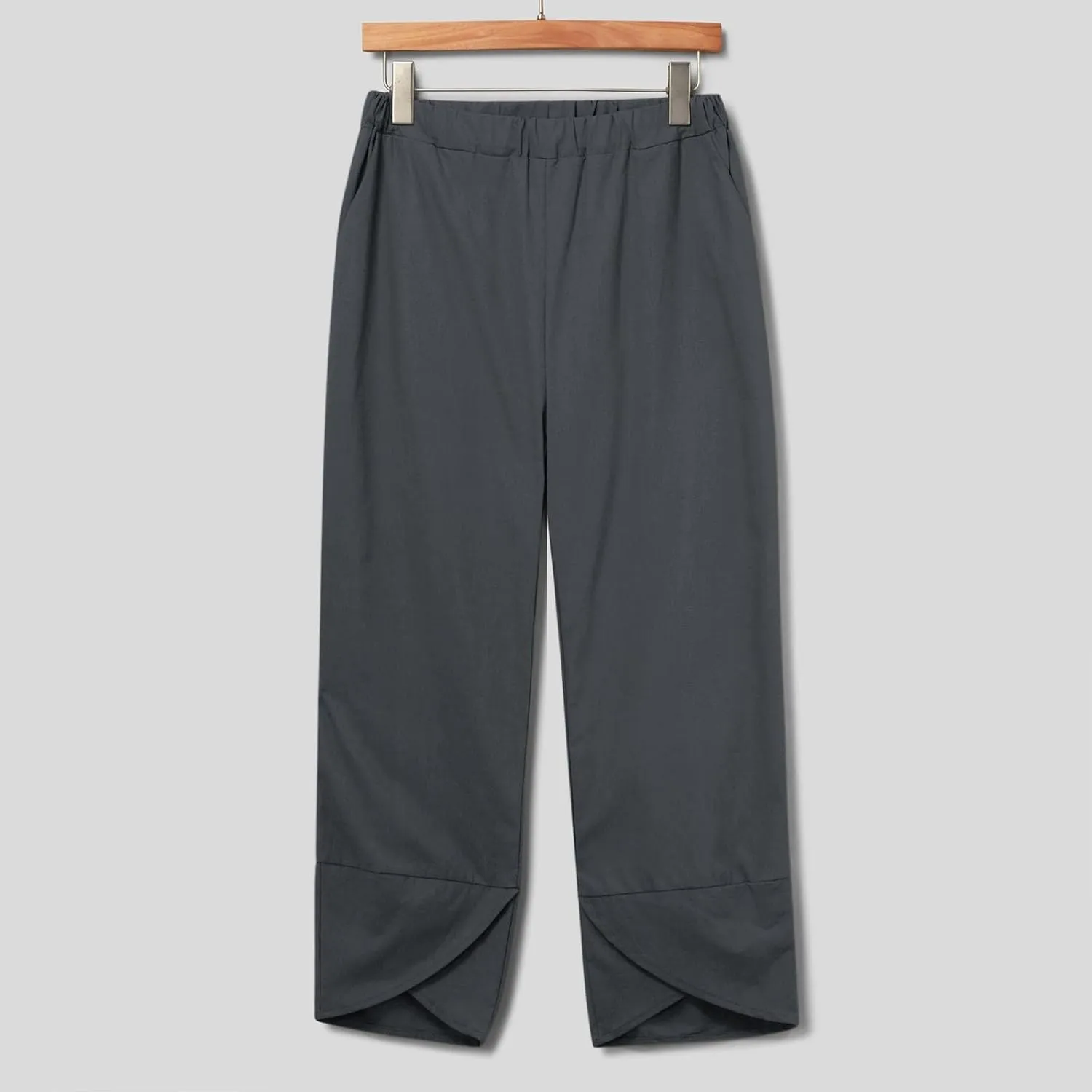 Womens Linen Sets 2 Piece Oversized 3/4 Length Sleeve Comfy Shirts Summer V Neck Loose Wide Leg Pants with Pockets