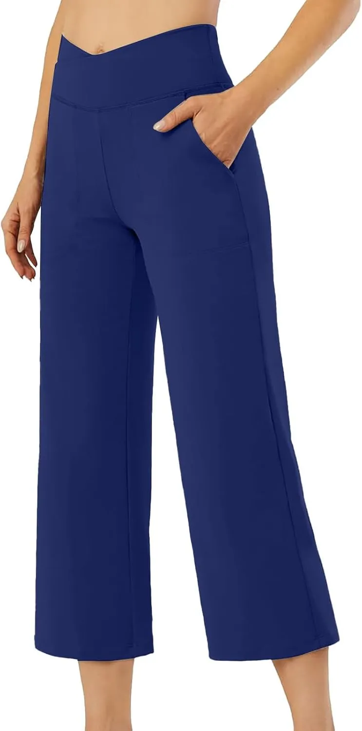 Womens Linen Wide Leg Pants Company Womens Hyper Ultra Stretch Cargo Ladies Capri Pant High Waisted Work Pants