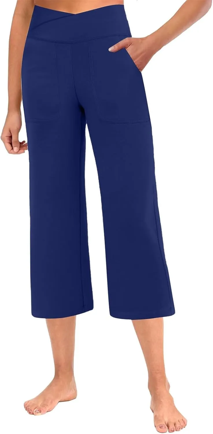 Womens Linen Wide Leg Pants Company Womens Hyper Ultra Stretch Cargo Ladies Capri Pant High Waisted Work Pants