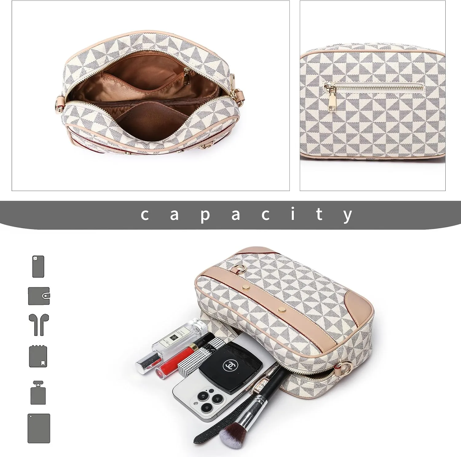 Women's PU Leather Crossbody Bag, Wallet Shoulder Handbag, Can Be Carried by Hand