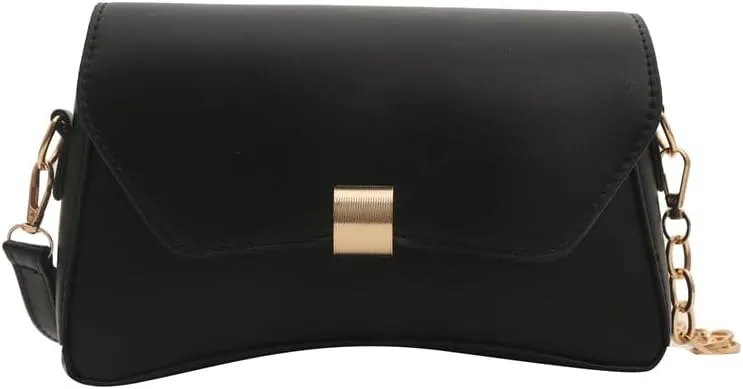 Women's Retro-Modern Crossbody Handbag, Black, Medium