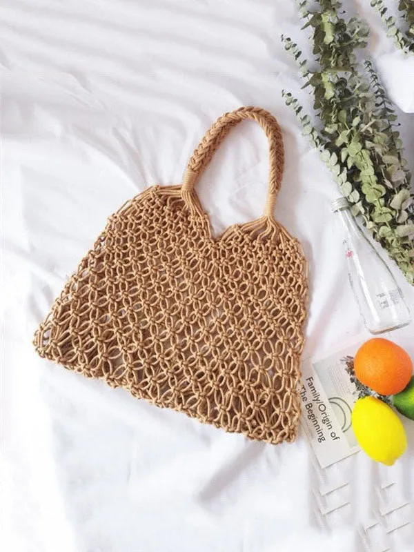 Women's Rope Weaving Hollow Tote