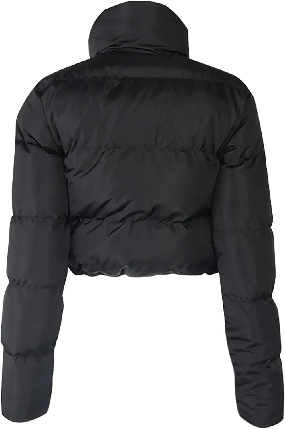 Women's Short Puffer Jackets Cropped Winter Coats Y2k Quilted Jackets Zip Up Padded Stand Collar Outerwear Pockets