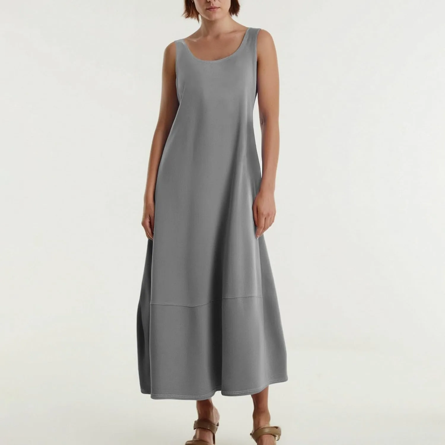 Women's Sleeveless Maxi Casual Loose Fit Long Sundress with Pockets for Summer Beach Vacation
