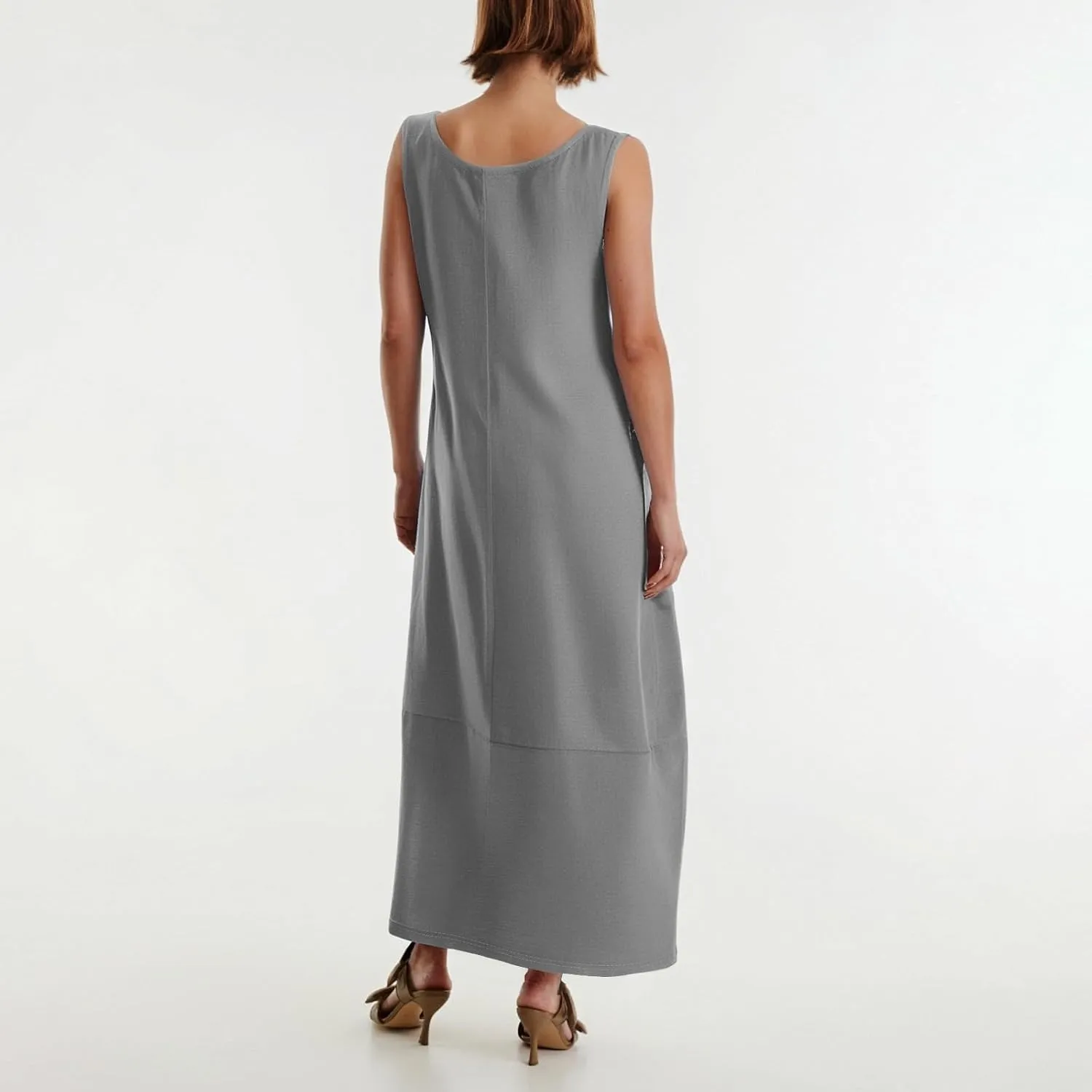Women's Sleeveless Maxi Casual Loose Fit Long Sundress with Pockets for Summer Beach Vacation