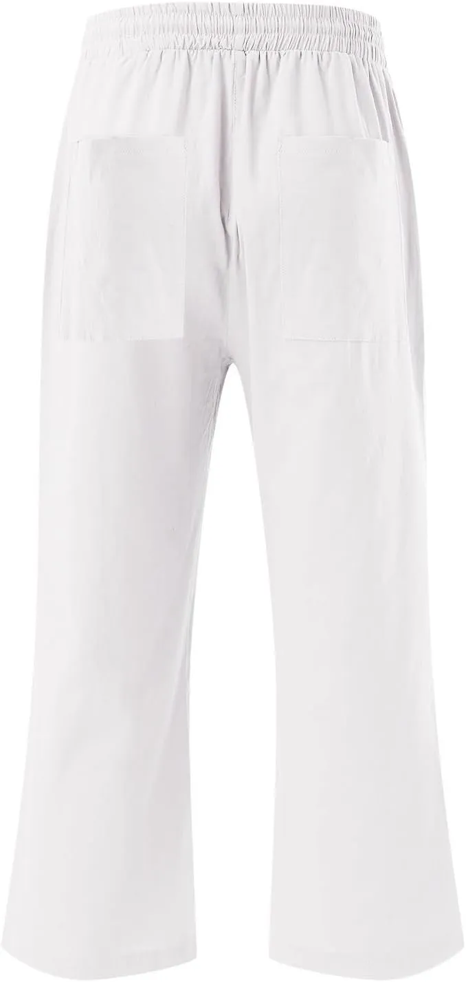 Womens Straight Leg Pants Womens Wrinkle Free Mid Rise Casual Wide Leg Trousers Button Down Loose Work Office Business S