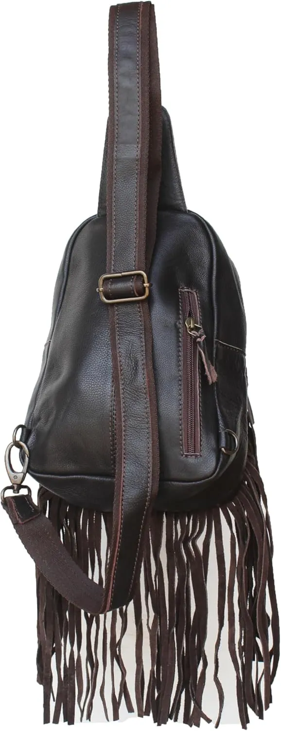 Women's Western Floral Tooled Cowhide Leather Adjustable Crossbody Sling Bag Purse 18FKB
