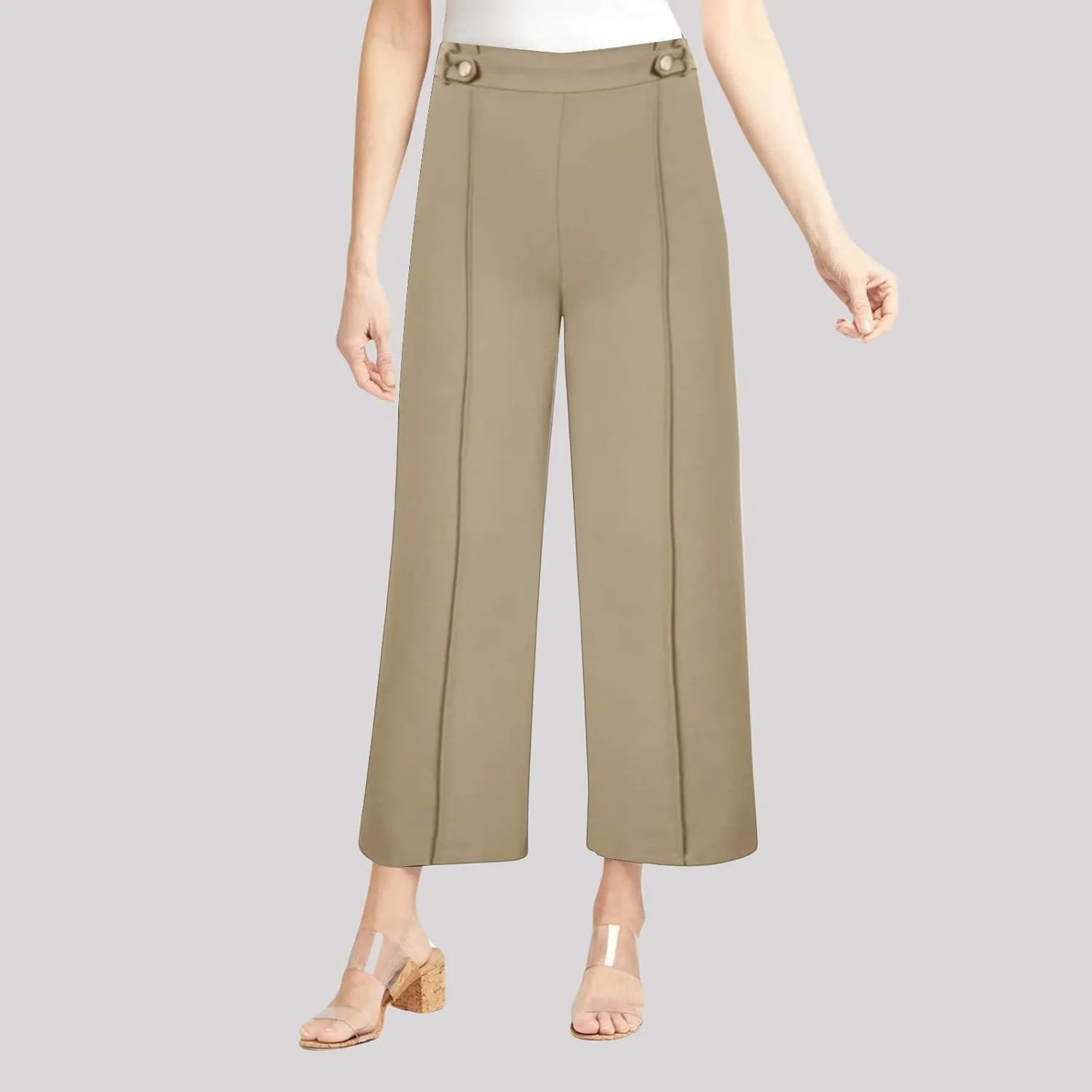 Womens Wide Leg Pants Capri Pants for Women Pull on Pant Ease into Comfort Ladies Office Pant Womens Capri Casual