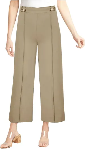 Womens Wide Leg Pants Capri Pants for Women Pull on Pant Ease into Comfort Ladies Office Pant Womens Capri Casual