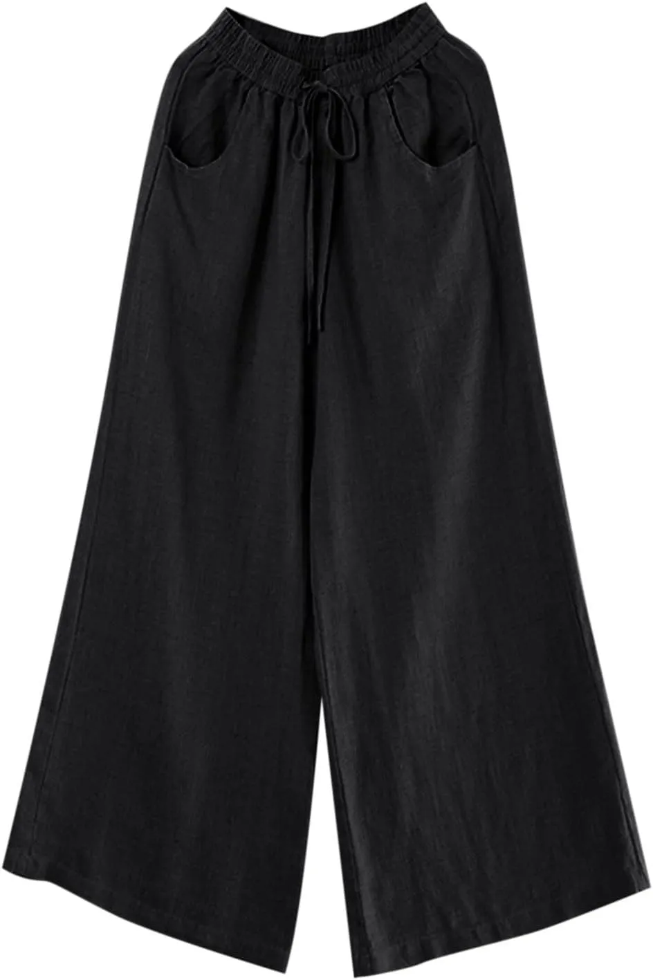 Womens Wide Leg Pants Dressy Comfy Loose Flowy Cotton Linen Pants Summer Casual Beach High Waisted Palazzo Trousers