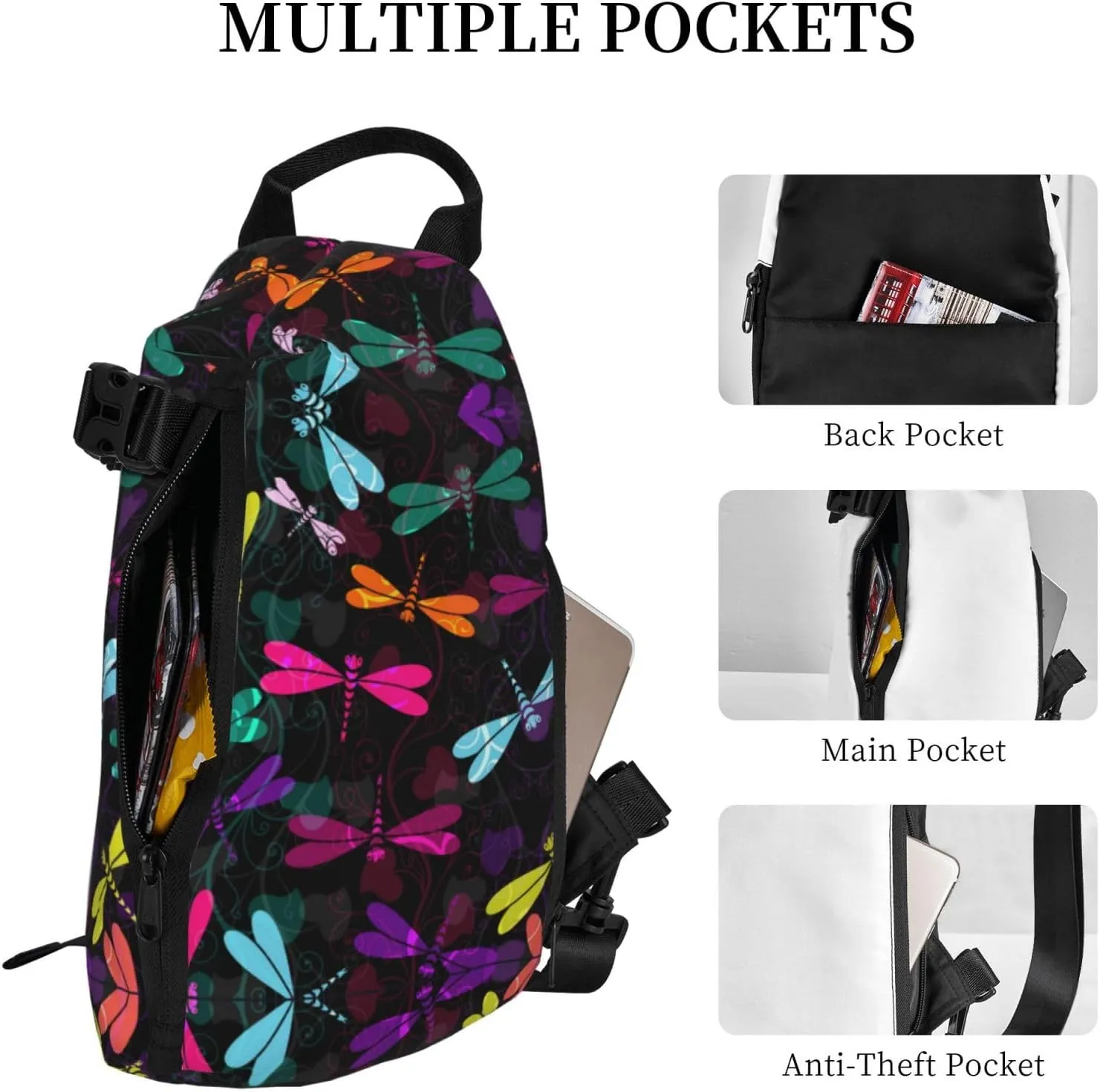 Wood Grain Print Travel Crossbody Backpack Bag,Lightweight Sling Bag For Travel Unisex