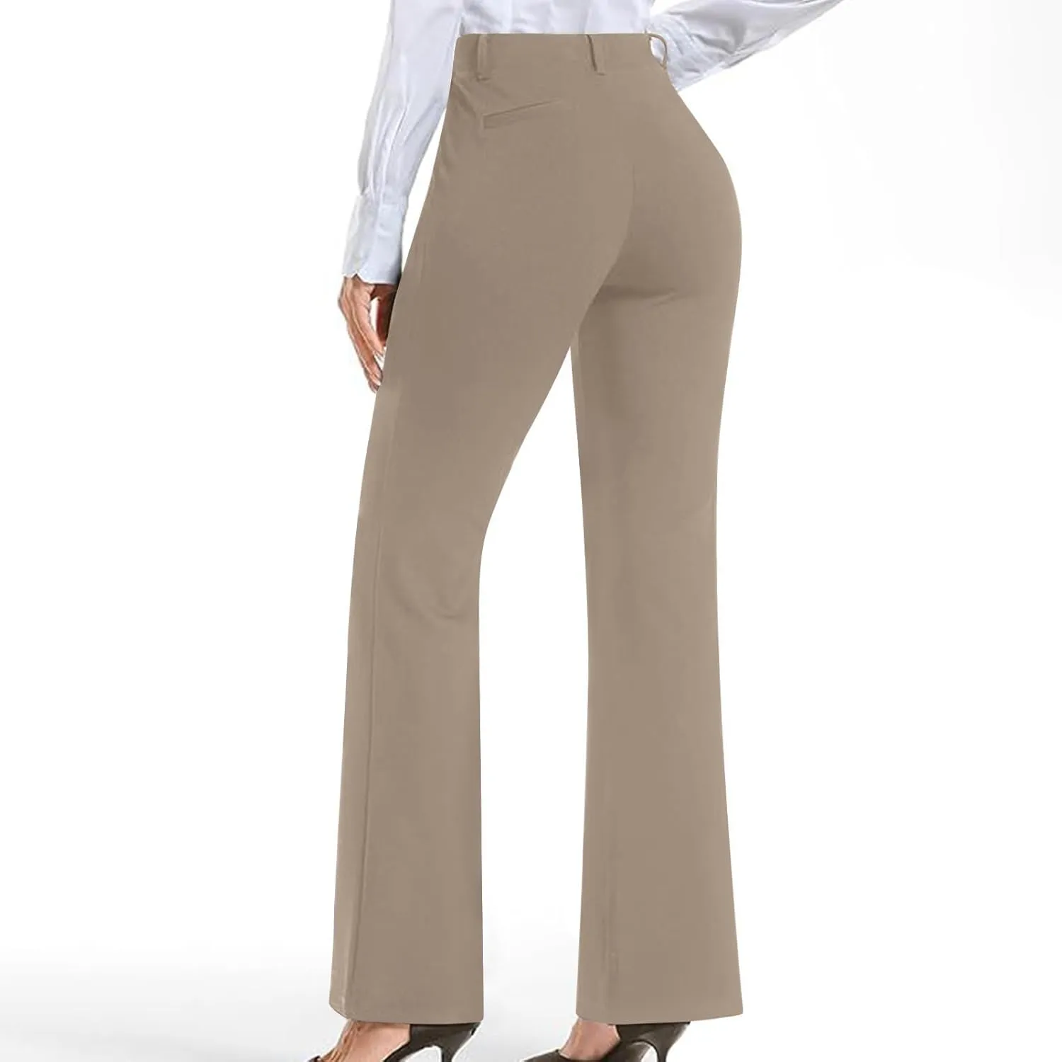 Work Pants Women Business Casual Dress Pants Bootcut Trousers Pants with Pockets Ladies High Waisted Pants