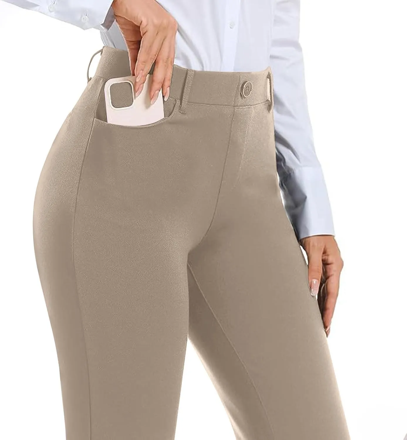 Work Pants Women Business Casual Dress Pants Bootcut Trousers Pants with Pockets Ladies High Waisted Pants