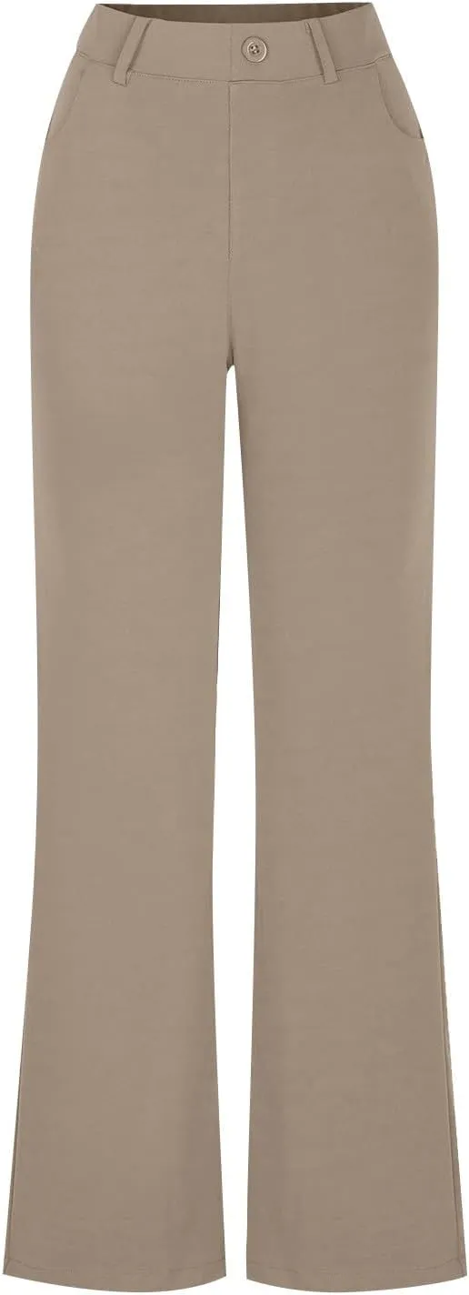 Work Pants Women Business Casual Dress Pants Bootcut Trousers Pants with Pockets Ladies High Waisted Pants