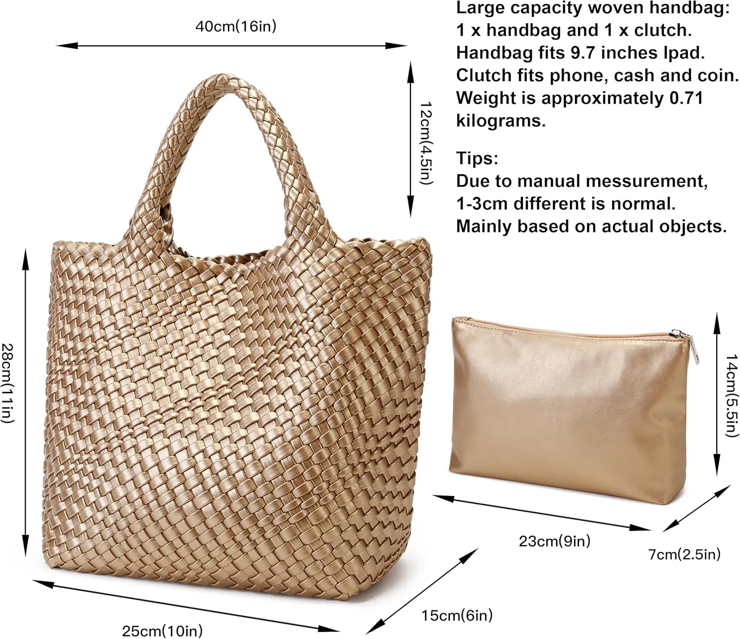 Woven Bag for Women, Vegan Leather Tote Bag Large Summer Beach Travel Handbag and Purse Retro Handmade Shoulder Bag