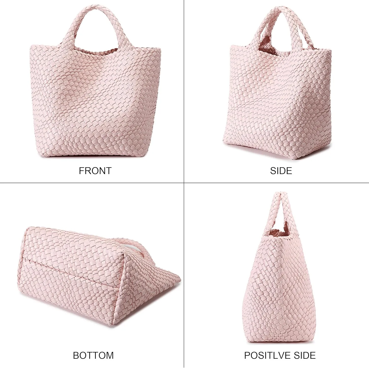 Woven Bag for Women, Vegan Leather Tote Bag Large Summer Beach Travel Handbag and Purse Retro Handmade Shoulder Bag