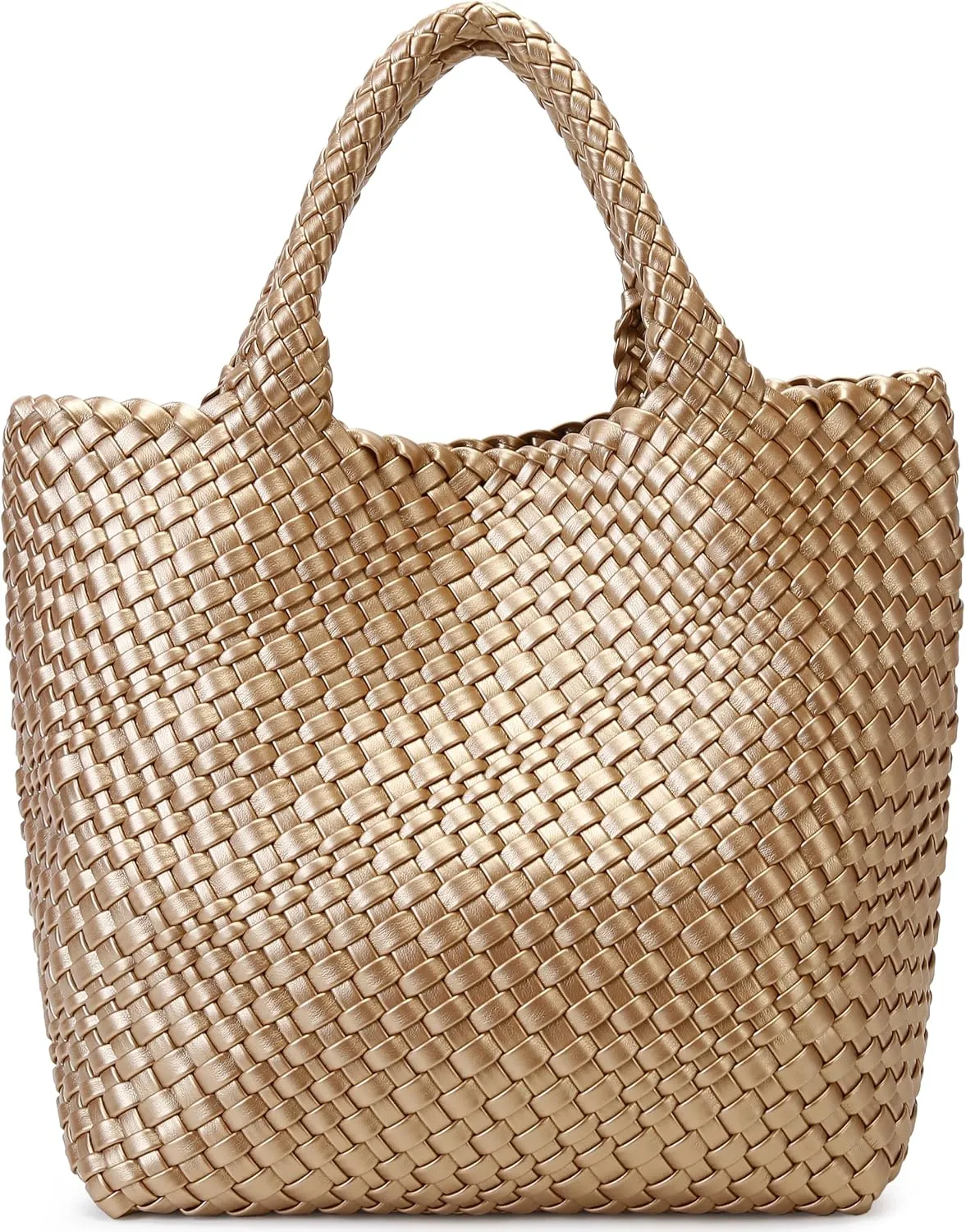 Woven Bag for Women, Vegan Leather Tote Bag Large Summer Beach Travel Handbag and Purse Retro Handmade Shoulder Bag