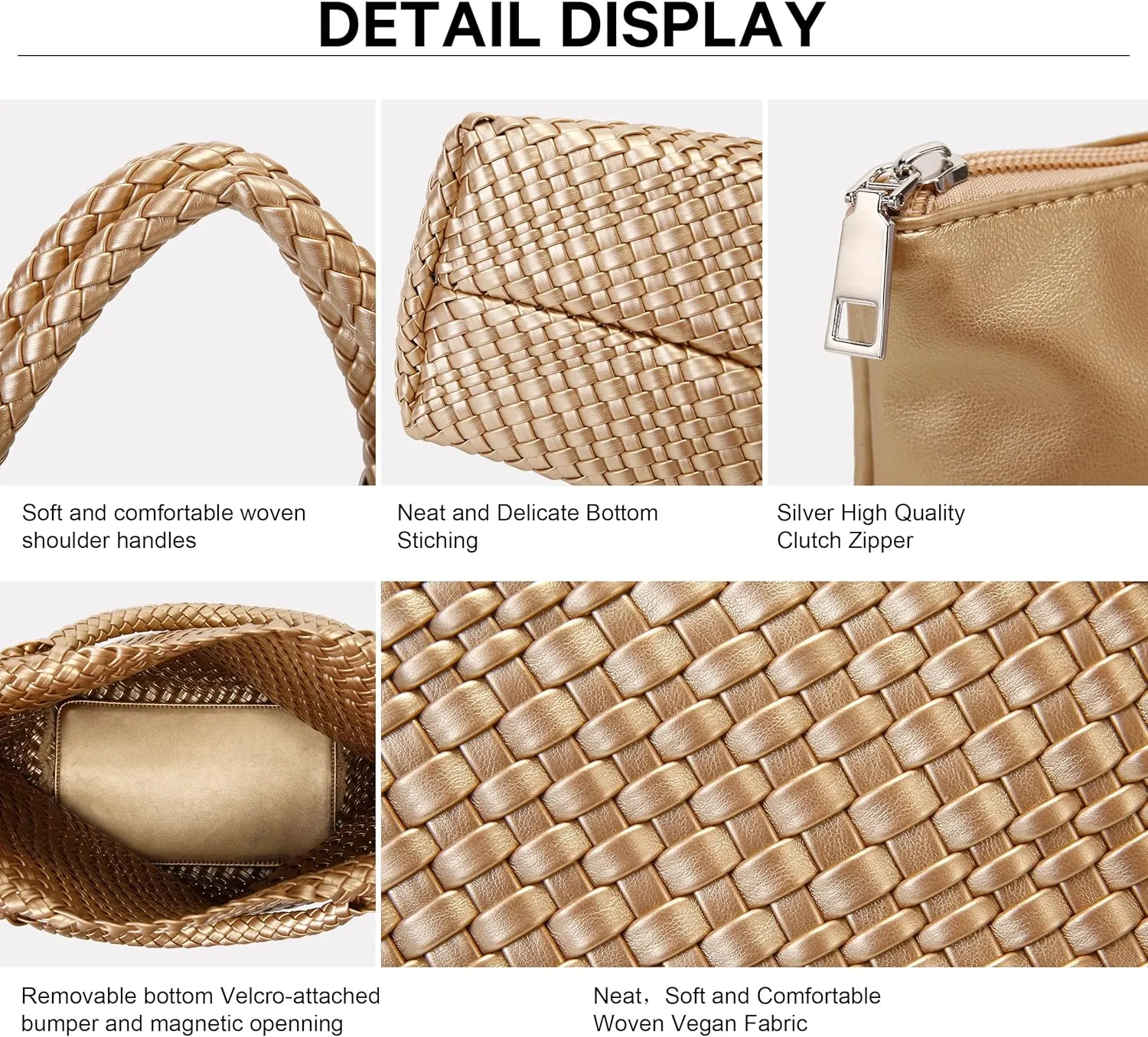 Woven Bag for Women, Vegan Leather Tote Bag Large Summer Beach Travel Handbag and Purse Retro Handmade Shoulder Bag