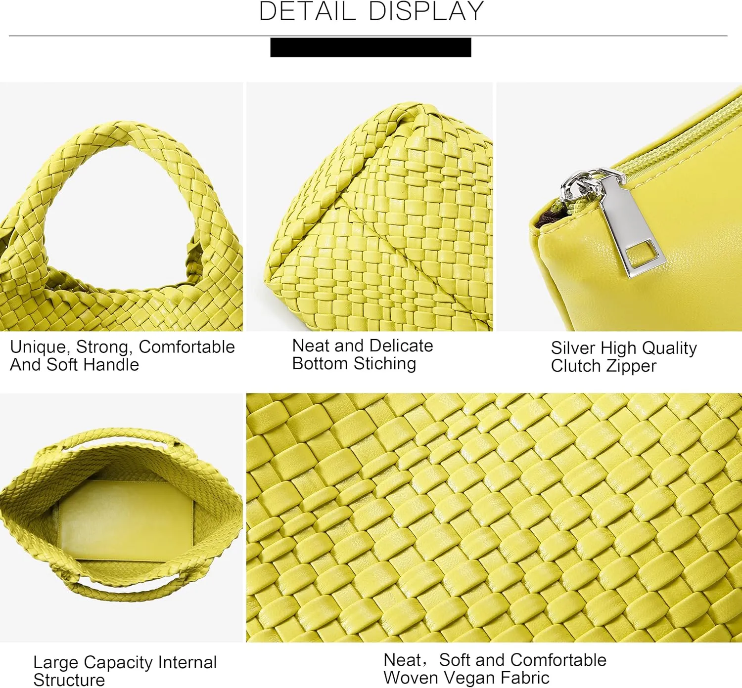 Woven Bag for Women, Vegan Leather Tote Bag Large Summer Beach Travel Handbag and Purse Retro Handmade Shoulder Bag