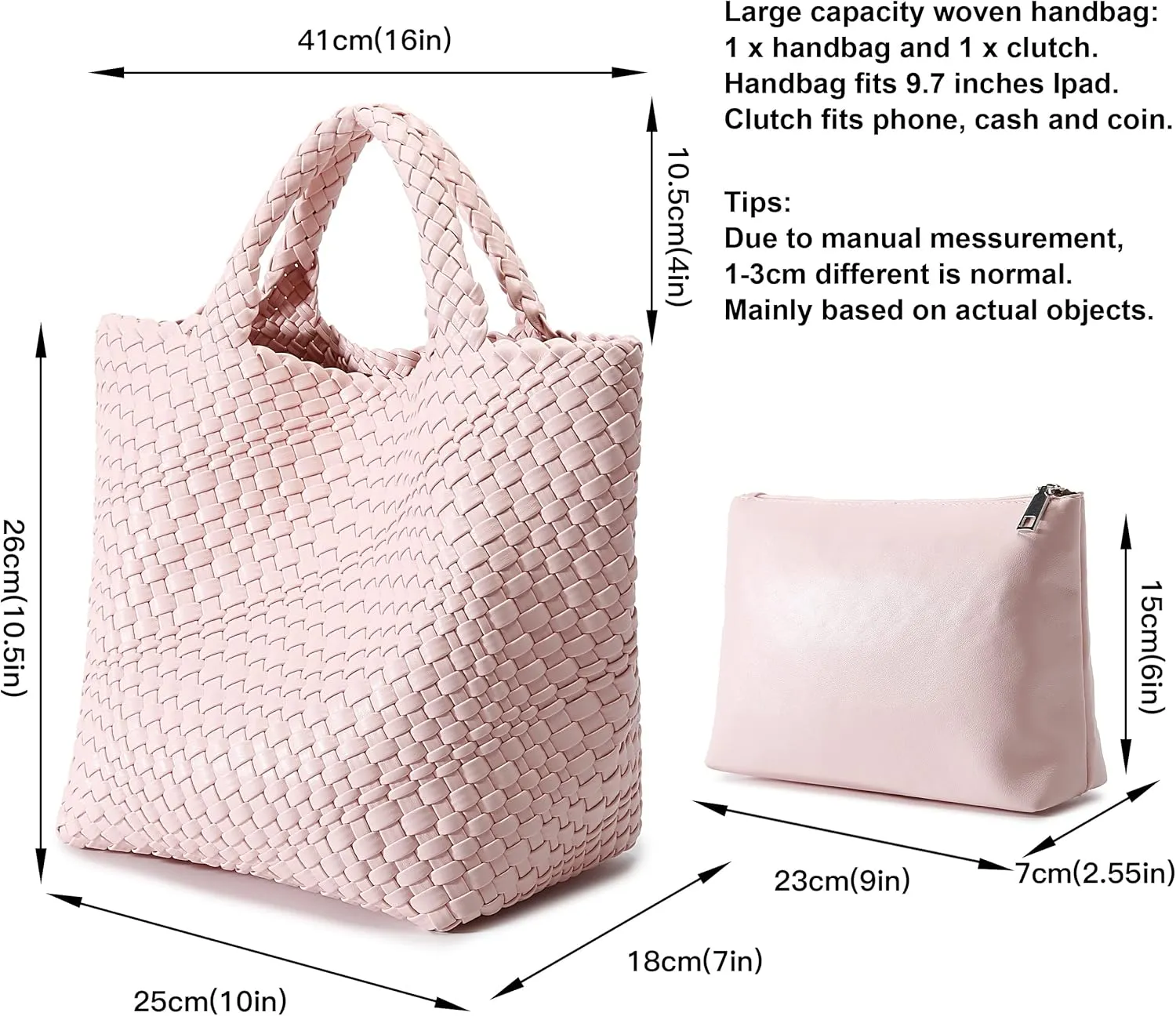 Woven Bag for Women, Vegan Leather Tote Bag Large Summer Beach Travel Handbag and Purse Retro Handmade Shoulder Bag