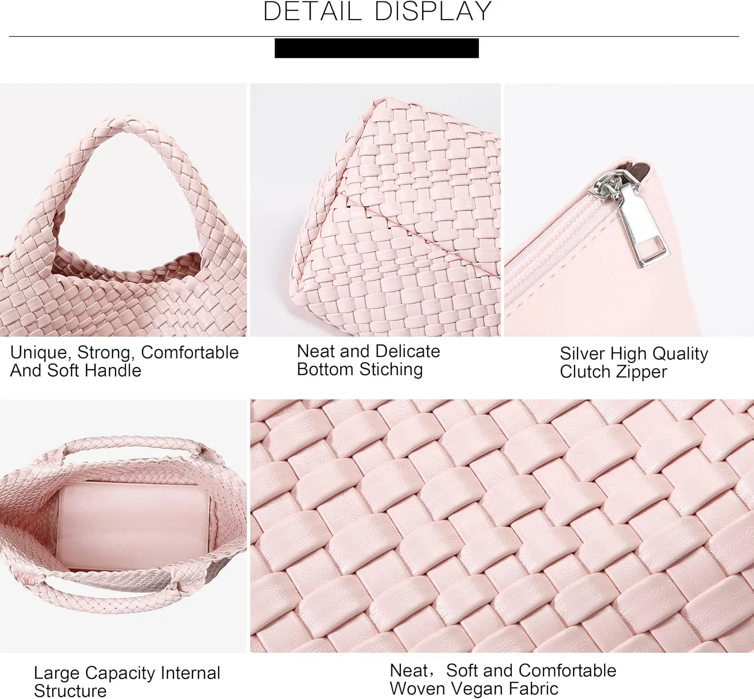 Woven Bag for Women, Vegan Leather Tote Bag Large Summer Beach Travel Handbag and Purse Retro Handmade Shoulder Bag