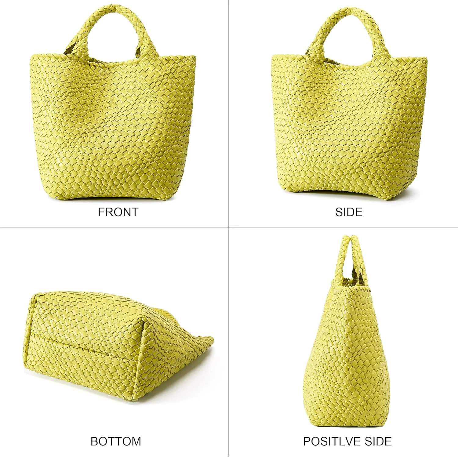 Woven Bag for Women, Vegan Leather Tote Bag Large Summer Beach Travel Handbag and Purse Retro Handmade Shoulder Bag