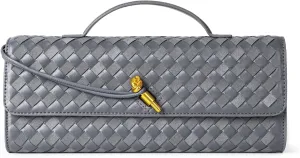 Woven Purse For Women Evening Clutch Woven Leather Handbags Crossbody Bag Suede Purse Formal Evening bag