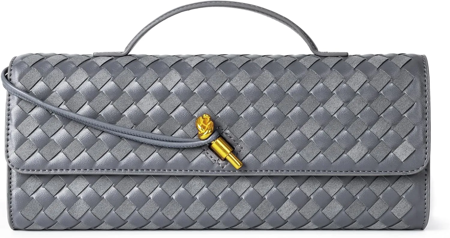 Woven Purse For Women Evening Clutch Woven Leather Handbags Crossbody Bag Suede Purse Formal Evening bag