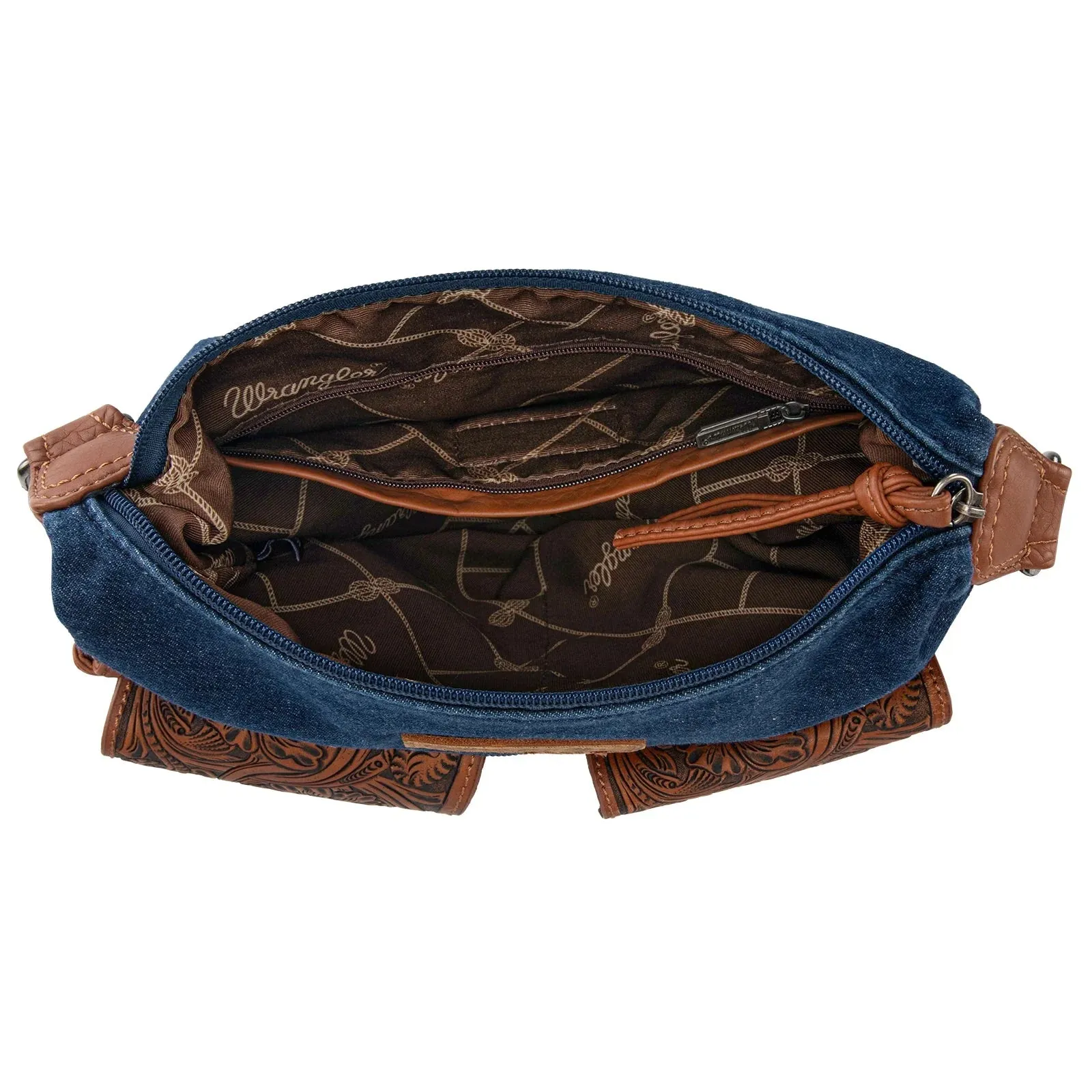 Wrangler Floral Tooled Denim Cossbody Navy
