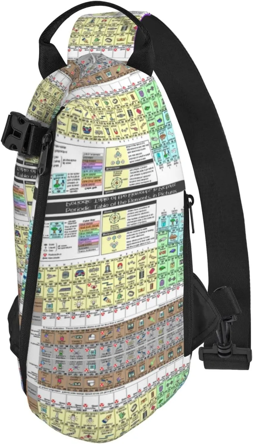 Wurton Periodic Table Of Elements Print Travel Crossbody Backpack Bag,Lightweight Sling Bag For Travel Unisex