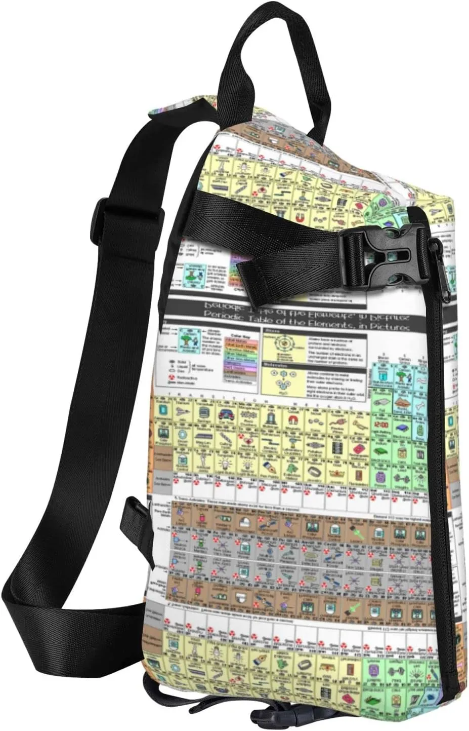 Wurton Periodic Table Of Elements Print Travel Crossbody Backpack Bag,Lightweight Sling Bag For Travel Unisex