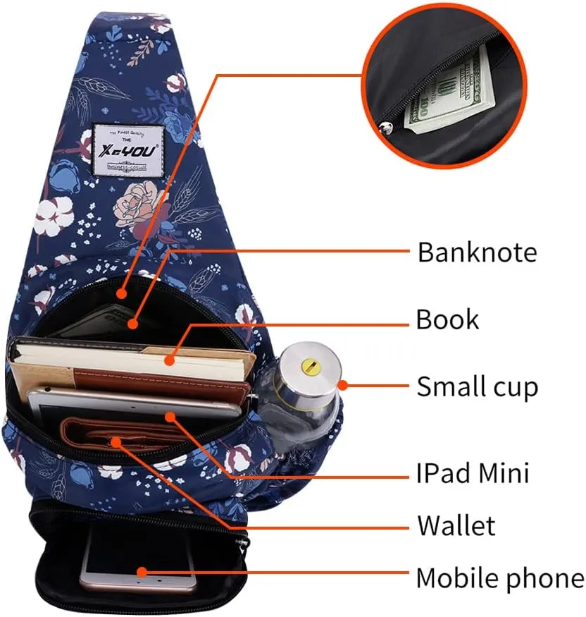 XEYOU Small Sling Bag - Lightweight One Strap Backpack Hiking Crossbody Chest Bag - Unisex Shoulder Daypack