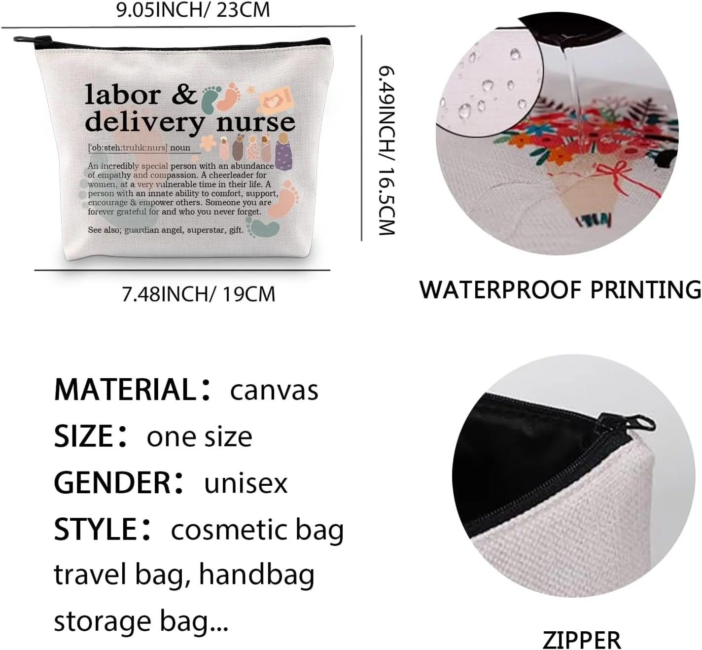 XYANFA L&D Nurse Makeup Bag Labor And Delivery Nurse Cosmetic Bag L&D Nurse Gift Lifeline Gift Nicu Nurses Week Gift (labor & delivery nurse noun)