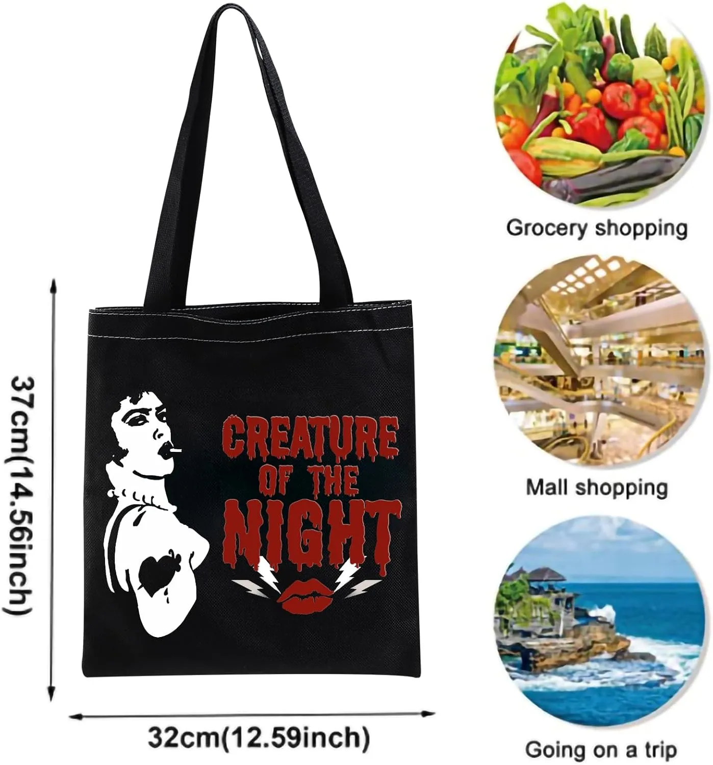 XYANFA Rock Horror Cosmetic Bag Fans Gift Horror Movie Themed Gifts (CREATURE NIGHT tote bag)