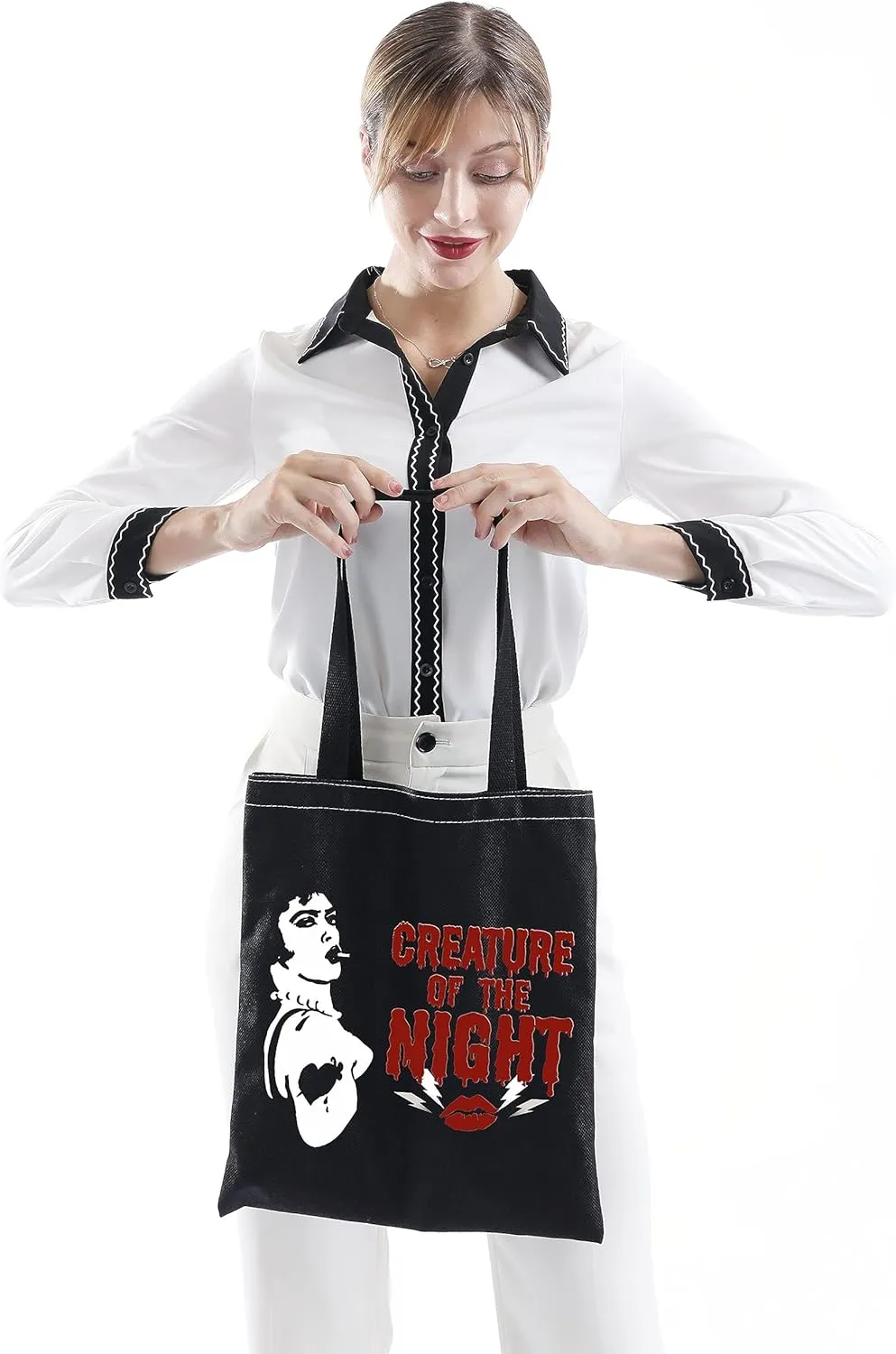 XYANFA Rock Horror Cosmetic Bag Fans Gift Horror Movie Themed Gifts (CREATURE NIGHT tote bag)