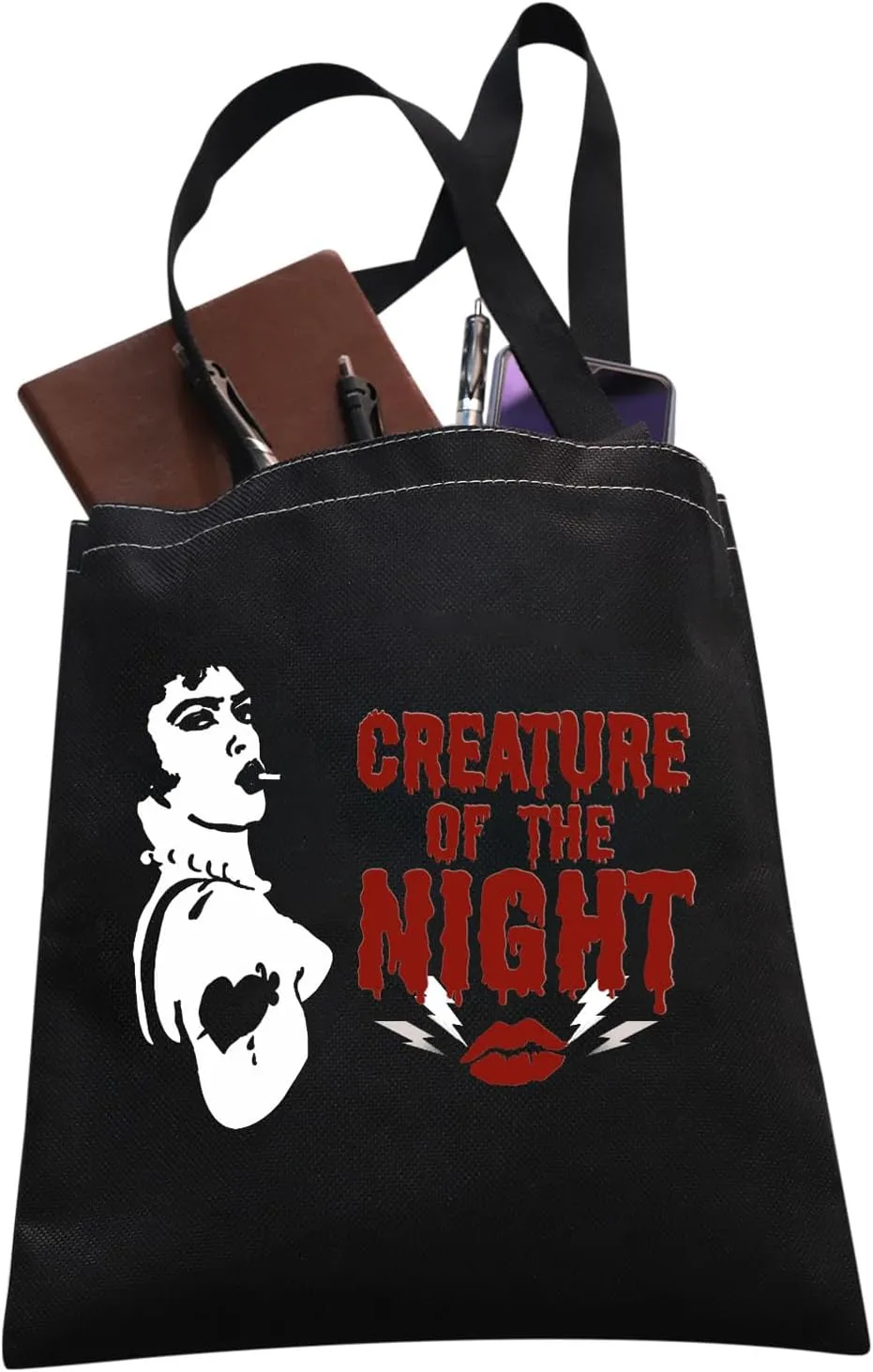 XYANFA Rock Horror Cosmetic Bag Fans Gift Horror Movie Themed Gifts (CREATURE NIGHT tote bag)
